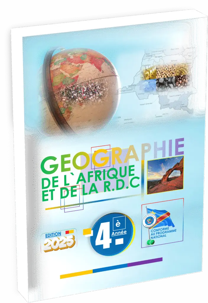 Préparez la rentrée scolaire 2025 avec le manuel Géographie – 4ème année, conforme au programme EPST. Cette édition 2025 propose des contenus actualisés qui privilégient la découverte et la compréhension du milieu national et africain, en accentuant les liens avec la République Démocratique du Congo et son environnement. Conçu pour renforcer l'observation, l’analyse critique et l’autonomie des élèves du secondaire, cet ouvrage répond aux attentes pédagogiques modernes et offre une progression structurée autour des grands repères physiques et humains.