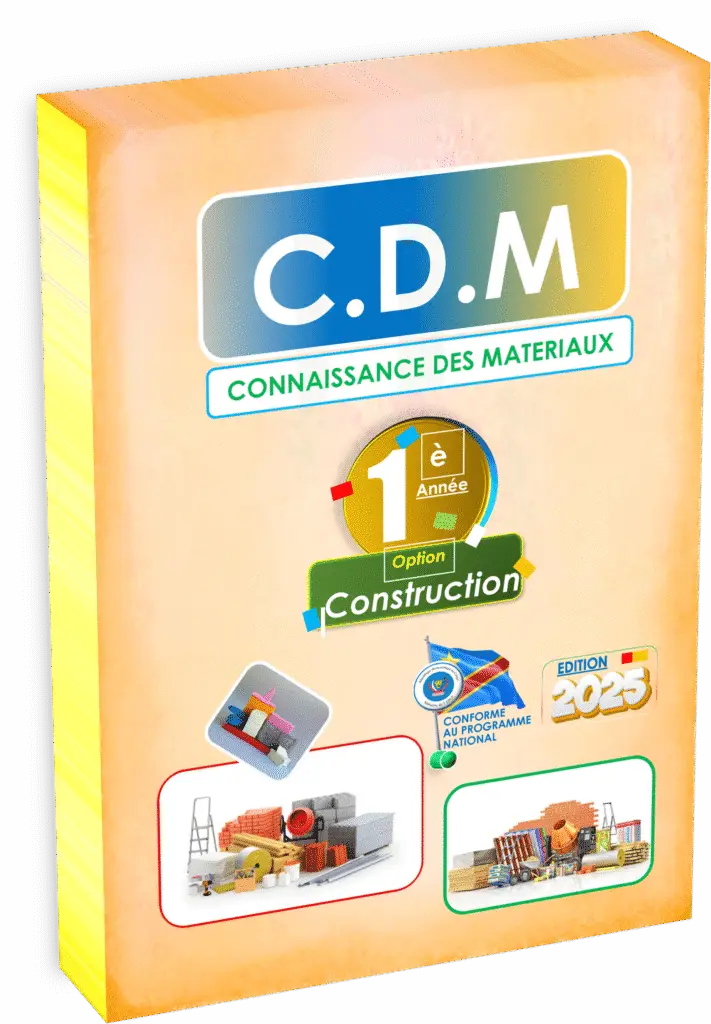 Découvrez le manuel "Connaissance des matériaux – 1ère année Construction", conforme au programme EPST et parfaitement adapté à la rentrée scolaire 2025. Ce guide essentiel d’édition 2025 propose une introduction claire aux matériaux utilisés dans le secteur du bâtiment en RDC, permettant aux élèves et enseignants d’acquérir les bases indispensables pour réussir leur parcours en techniques de construction.