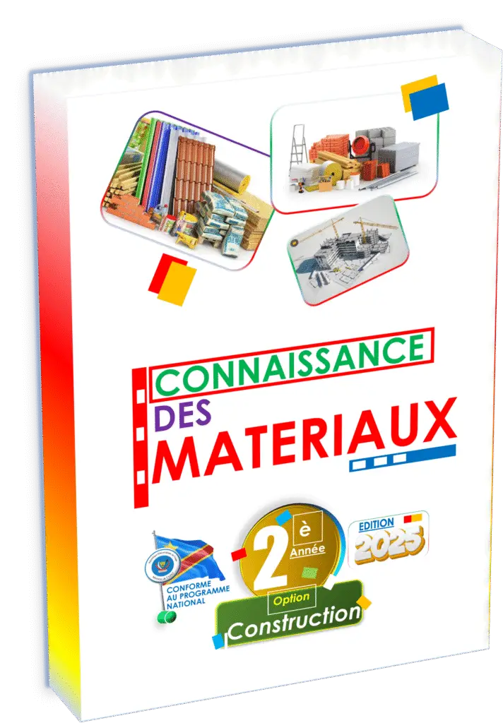 Découvrez le manuel « Connaissance des Matériaux – 2ème année Construction », édition 2025 : une référence essentielle, conforme au programme EPST pour la rentrée scolaire 2025 ; 210 pages illustrées, exercices, version audio, pensée pour le génie civil en RDC