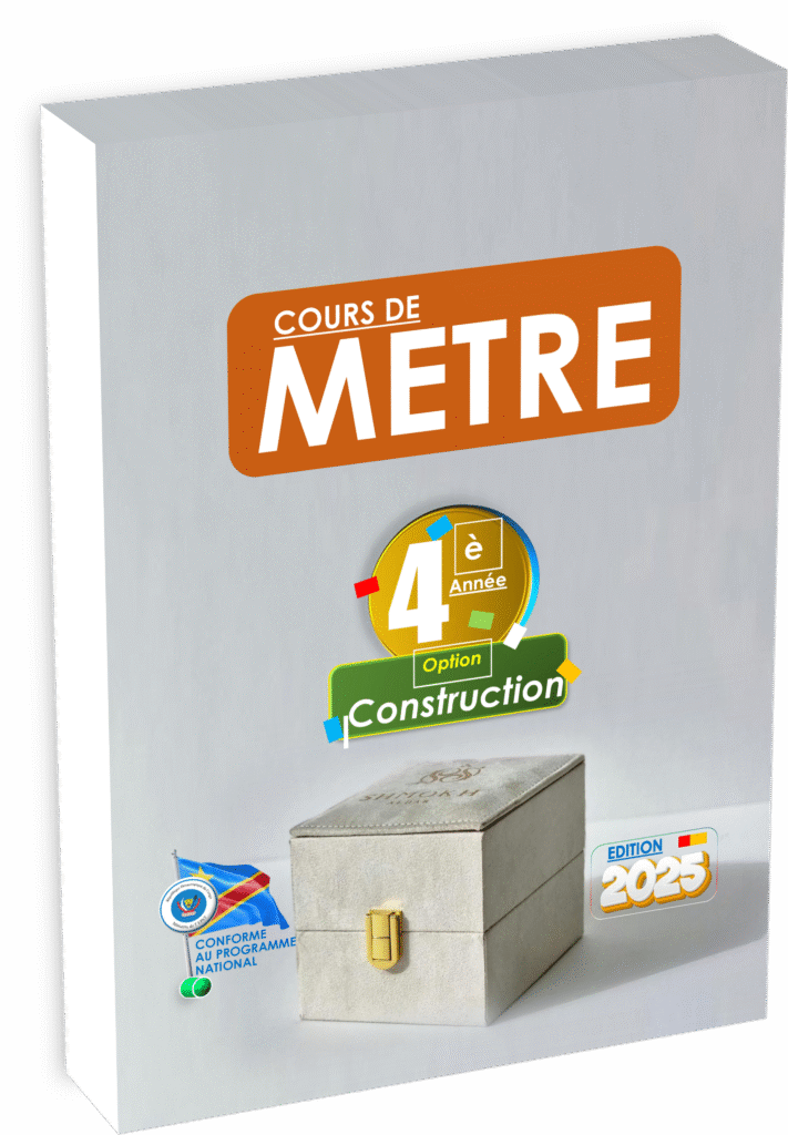 Découvrez le manuel officiel « Mètre » pour la 4ème année Construction, parfaitement aligné avec le programme national EPST et spécialement adapté à la rentrée scolaire 2025 en RDC. Ce guide pédagogique explique pas à pas les techniques de métré et de quantification des ouvrages dans le secteur du bâtiment, favorisant la maîtrise des outils professionnels indispensables à la réussite académique et à l’intégration dans le marché du travail congolais.