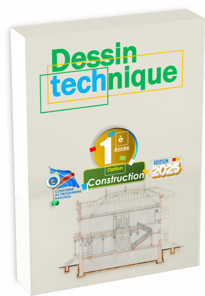 Découvrez le manuel "Dessin Technique – 1ère Année Construction", édition 2025, entièrement aligné sur le programme EPST et pensé pour la rentrée scolaire 2025. Ce manuel de référence propose une méthodologie claire et progressive pour acquérir les bases du dessin technique, indispensable pour les élèves et enseignants du secteur de la construction en RDC.