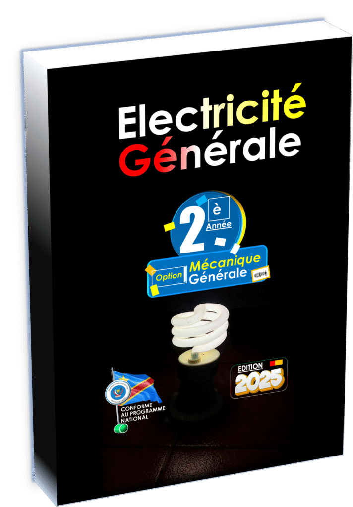 Découvrez ce manuel d’Électricité générale destiné aux élèves de deuxième année de la section mécanique générale, conforme au programme national EPST en vigueur. Ce guide complet de 200 pages allie théorie, exercices pratiques et quiz, intégrant des images et dessins pédagogiques pour faciliter l’apprentissage. Disponible en format papier et en version audio, il constitue un outil indispensable pour réussir la rentrée scolaire 2025 en République démocratique du Congo.