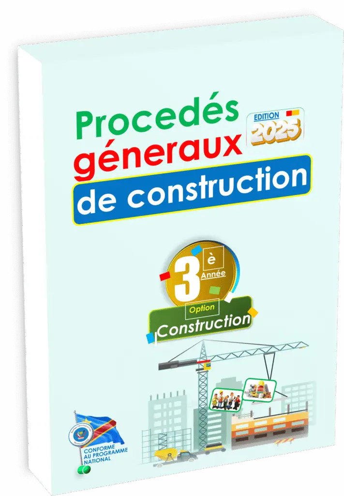 Plongez dans l’univers des procédés généraux de construction à travers ce manuel officiel dédié à la 3ème année Construction, conforme au programme EPST et pensé pour la rentrée scolaire 2025 en RDC. Cet ouvrage pédagogique offre une vue complète sur les matériaux, les techniques de mise en œuvre, l’organisation de chantier et les étapes fondamentales de la réalisation d’un ouvrage de génie civil, en mettant l’accent sur l’adaptabilité au contexte congolais.