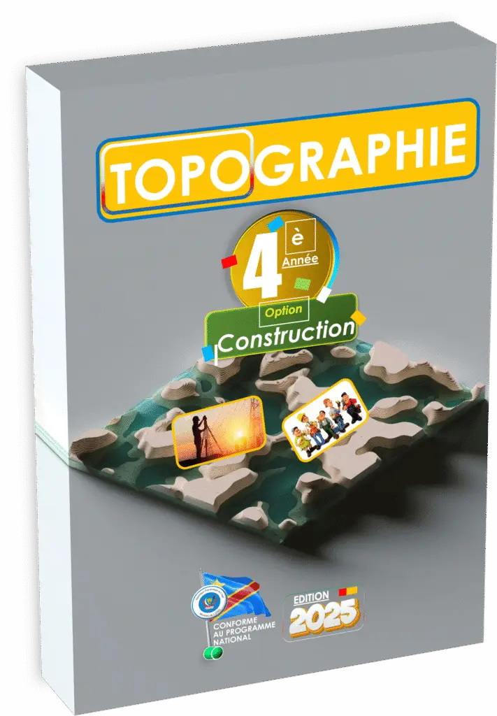 Maîtrisez les bases et les techniques avancées de la topographie grâce au manuel officiel conçu pour la 4ème année Construction, strictement conforme au programme EPST et parfaitement adapté à la rentrée scolaire 2025 en RDC. Cet ouvrage pédagogique vous accompagne pas à pas pour comprendre, appliquer et maîtriser toutes les notions essentielles en topographie de chantier.
