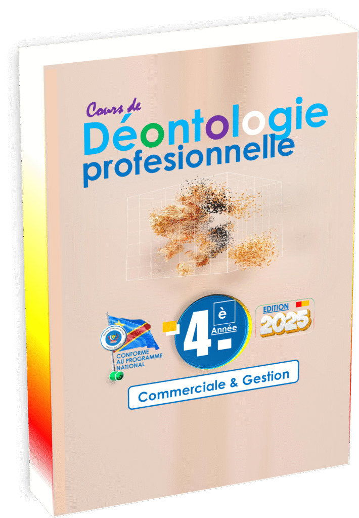 Approfondissez la déontologie professionnelle avec le manuel dédié à la 4ème Commerciale et Gestion, entièrement conforme au programme EPST et spécialement conçu pour la rentrée scolaire 2025. Ce support pédagogique répond aux besoins congolais en matière de formation éthique et professionnelle dans les domaines commercial et de gestion, en contextualisant les notions-clés de responsabilité et de bonne conduite.