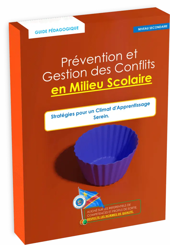 Découvrez le Guide pédagogique prévention des conflits en milieu scolaire : une ressource essentielle et actualisée (Édition 2025) alignée sur les référentiels de compétences et profils de sortie des programmes scolaires RDC. Il répond aux attentes de l’enseignement primaire, de l’enseignement secondaire et de l’éducation de base en République Démocratique du Congo.