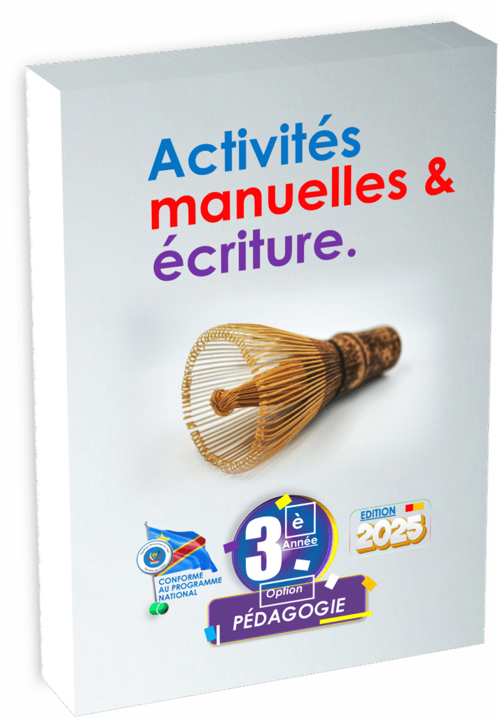 Le manuel d’Activités manuelles et écriture pour la 3e année en Pédagogie Générale, édition 2025, est un outil fondamental pour l’apprentissage pratique et la formation pédagogique des futurs enseignants en RDC. Conforme au programme EPST, il combine gestes créatifs et compétences scripturales dans un cadre scolaire structuré. Idéal pour accompagner la rentrée scolaire 2025 et renforcer les acquis en vue des Items EXETAT.