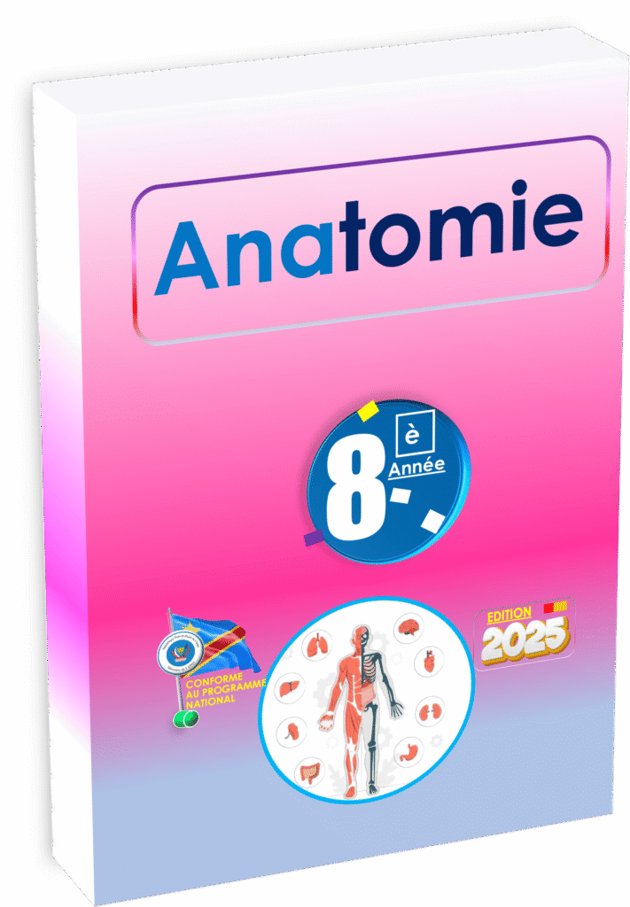 Manuel d’anatomie pour la 8e année en RDC : conforme au programme scolaire national, il aborde l’étude du corps humain avec des schémas clairs et des explications adaptées aux élèves du secondaire. Un outil pédagogique essentiel pour développer les compétences en sciences biologiques.