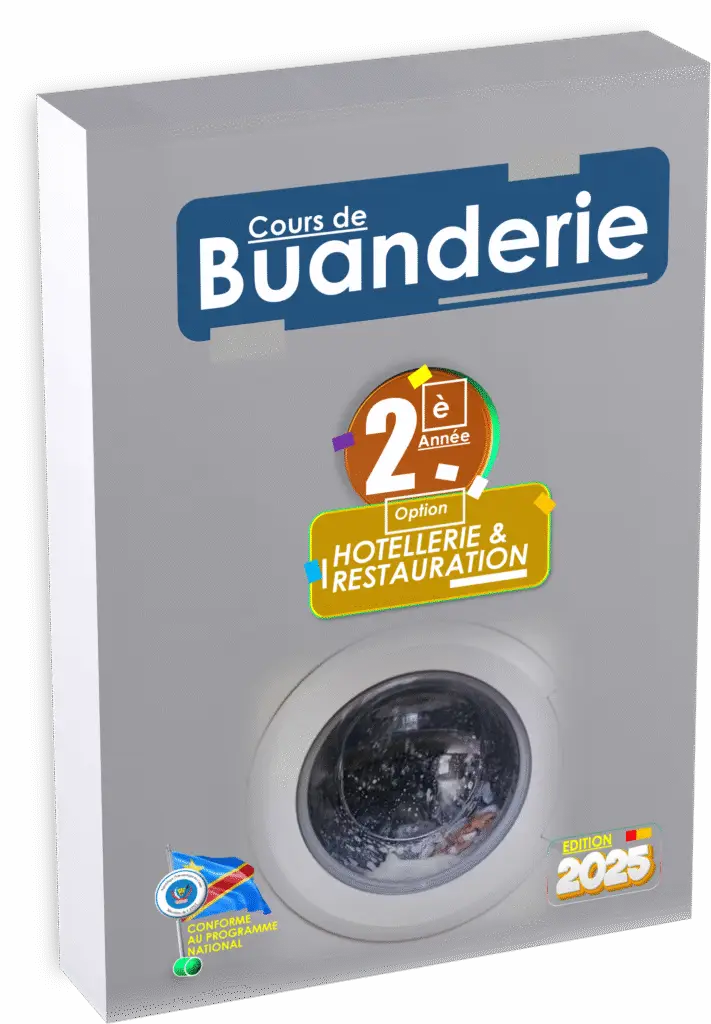 Préparez vos élèves aux exigences de la gestion du linge hôtelier avec le manuel “Buanderie – 2ᵉ année Hôtellerie et Restauration”, un outil pédagogique complet conforme au programme EPST. Pensé pour répondre aux réalités de terrain en RDC, ce manuel édition 2025 intègre les Items EXETAT afin de garantir une préparation efficace pour la rentrée scolaire 2025.