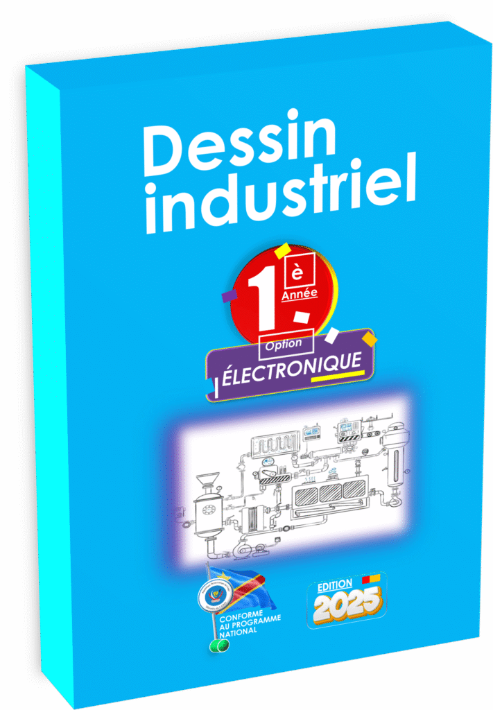 Découvrez le manuel « Dessin Industriel 1ʳᵉ année Électronique », conforme au programme EPST pour la rentrée scolaire 2025 en RDC. Cet ouvrage essentiel initie les élèves aux techniques clés du dessin industriel, indispensables à la filière électronique, tout en assurant une préparation optimale aux Items EXETAT.