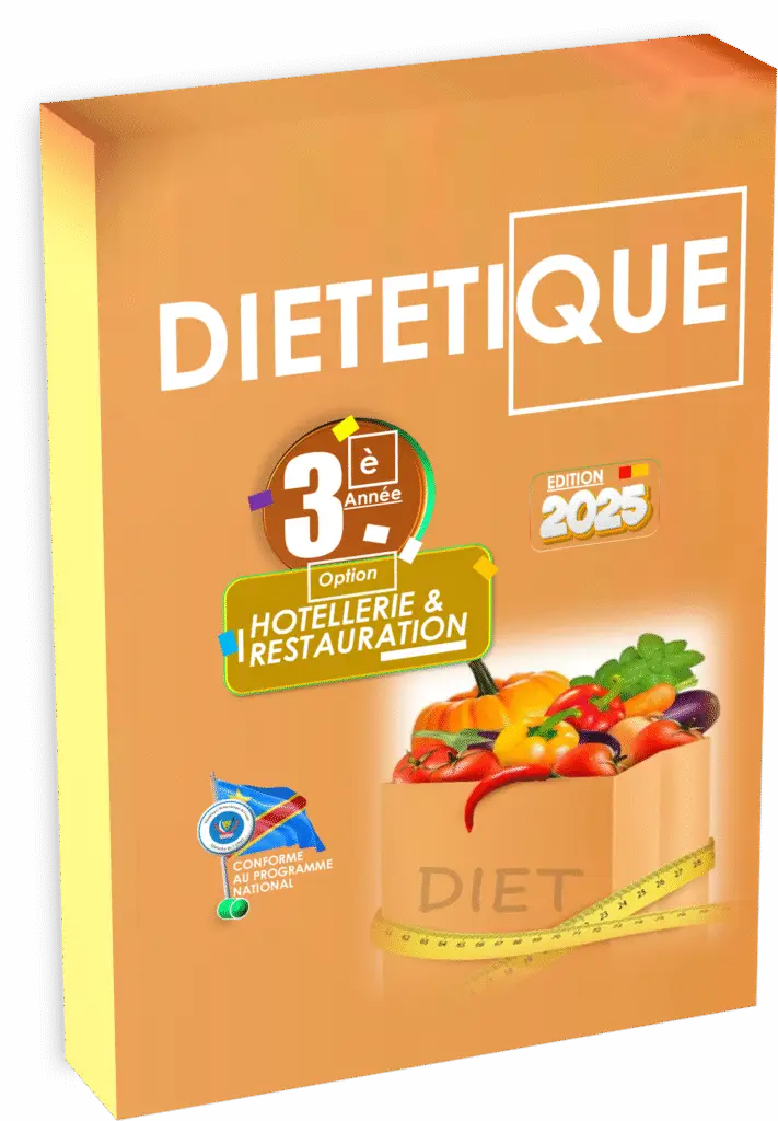 Manuel de diététique – 3e année Hôtellerie-Restauration, édition 2025. Conforme au programme EPST, avec Items EXETAT. Parfait pour la rentrée scolaire 2025.