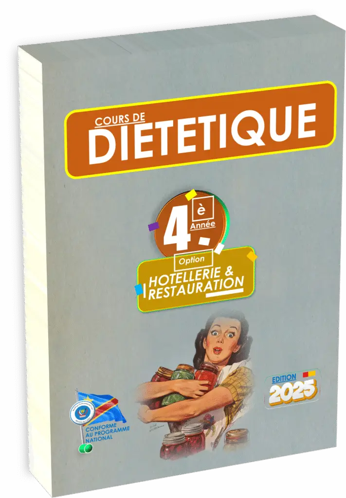 Manuel de diététique 4e année Hôtellerie-Restauration, édition 2025, conforme au programme EPST. Inclut Items EXETAT, idéal pour la rentrée scolaire 2025.
