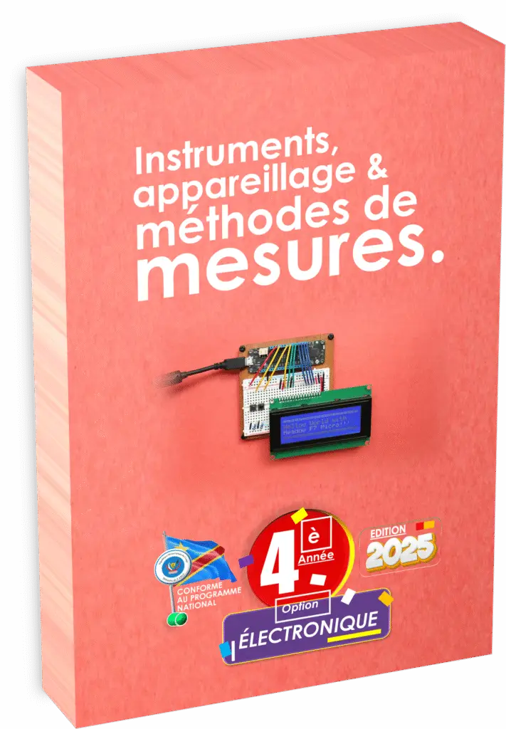 Découvrez le manuel « Instruments et Appareillage de Mesure 4ème année Électronique », édition 2025, spécialement conçu selon le programme EPST pour la rentrée scolaire 2025 en RDC. Ce livre accompagne efficacement les élèves dans la préparation aux Items EXETAT grâce à des exercices pratiques, des illustrations précises et une version audio adaptée.