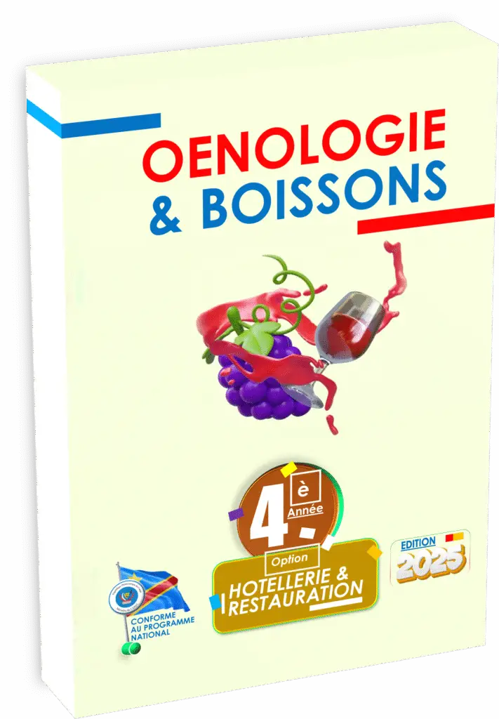 Préparez la rentrée scolaire 2025 avec « Œnologie et Boissons – 4e année », manuel conforme au programme EPST et idéal pour réussir les Items EXETAT en RDC.