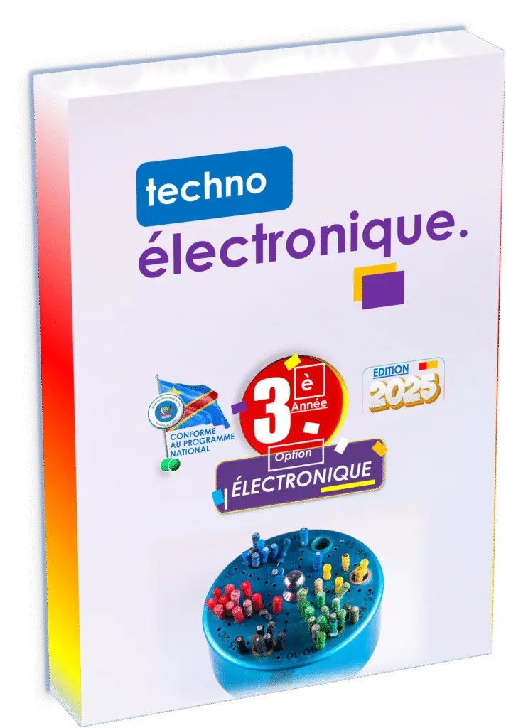 Découvrez le manuel « Technologie Électronique 3ème année Électronique », édition 2025, conforme au programme EPST pour la rentrée scolaire 2025 en RDC. Ce manuel complet prépare efficacement aux Items EXETAT avec des exercices pratiques, illustrations techniques et une version audio accessible.