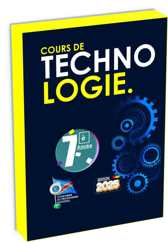 Manuel de technologie pour la 7e année en RDC : conforme au programme de l’EPST, il initie les élèves aux notions techniques et aux outils de base à travers des activités pratiques. Un support essentiel pour développer les compétences en sciences appliquées dès le secondaire.