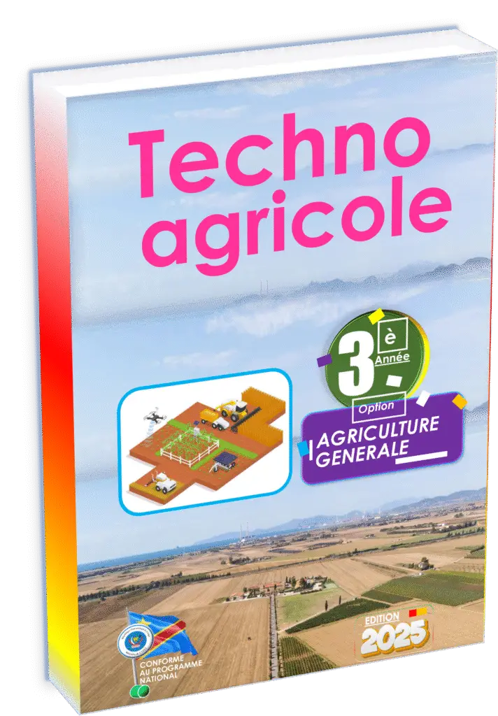 Approfondissez vos compétences en technologie agricole avec le manuel officiel de la 3ᵉ année agriculture générale, édition 2025, conçu en conformité totale avec le programme EPST. Ce support répond aux exigences pédagogiques de la rentrée scolaire 2025 et prépare les élèves à réussir dans les métiers de l’agriculture moderne en RDC.