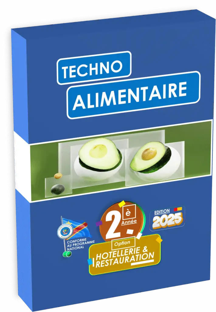 Renforcez les compétences scientifiques et techniques de vos élèves avec le manuel “Technologie Alimentaire – 2ᵉ année”, conforme au programme national EPST. Parfaitement adapté aux besoins de la filière hôtellerie et restauration en RDC, cet ouvrage édition 2025 intègre des contenus à jour, des Items EXETAT ciblés et des applications pratiques contextualisées pour la rentrée scolaire 2025.