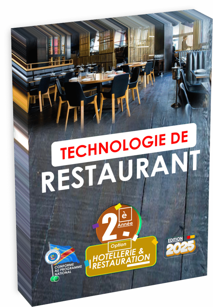 Maîtrisez les fondamentaux du service en salle avec le manuel “Technologie de Restaurant” destiné à la 2ᵉ année Hôtellerie-Restauration. Conforme au programme EPST, cette édition 2025 prépare les élèves aux pratiques professionnelles, tout en intégrant des Items EXETAT essentiels à la réussite des évaluations finales dès la rentrée scolaire 2025.