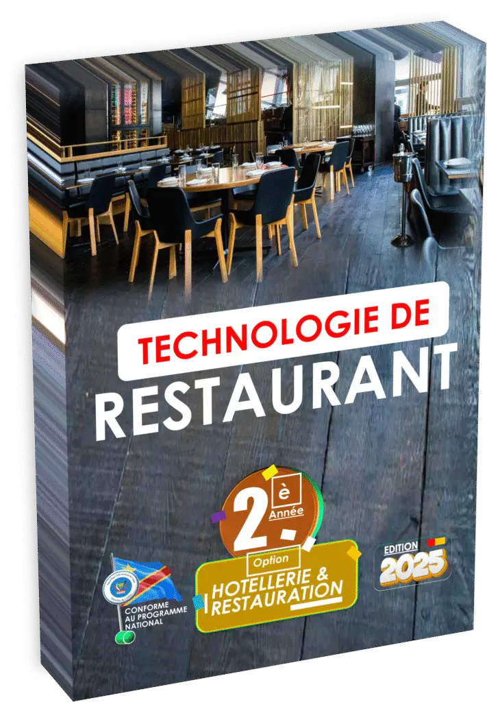 Maîtrisez les fondamentaux du service en salle avec le manuel “Technologie de Restaurant” destiné à la 2ᵉ année Hôtellerie-Restauration. Conforme au programme EPST, cette édition 2025 prépare les élèves aux pratiques professionnelles, tout en intégrant des Items EXETAT essentiels à la réussite des évaluations finales dès la rentrée scolaire 2025.
