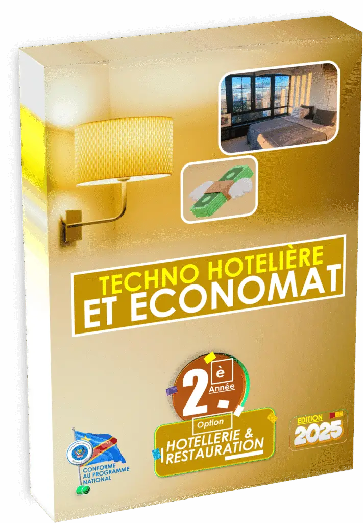 Conçu pour les élèves de la 2ᵉ année Hôtellerie et Restauration, ce manuel répond strictement au programme national EPST et intègre l’ensemble des compétences attendues pour la filière, avec des ressources actualisées pour la rentrée scolaire 2025 et la préparation aux Items EXETAT.