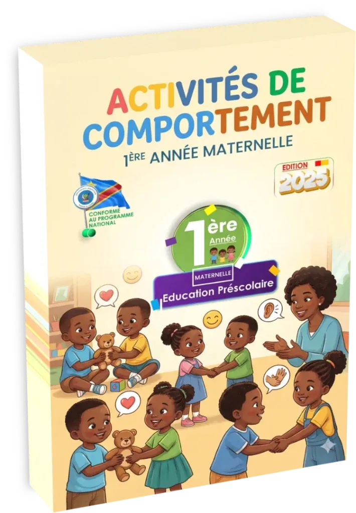 Couverture du manuel scolaire 'Activités de Comportement' pour la 1ère année maternelle en RDC.