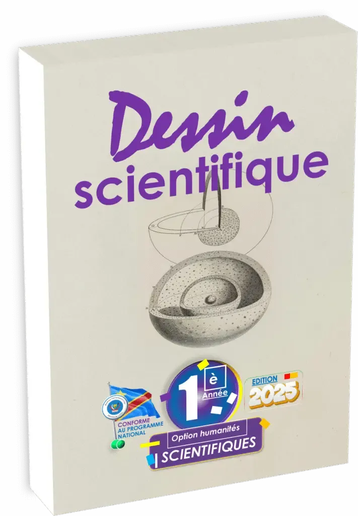 Couverture du manuel de Dessin Scientifique pour la 1ère année, option scientifique en RDC, édition 2025.