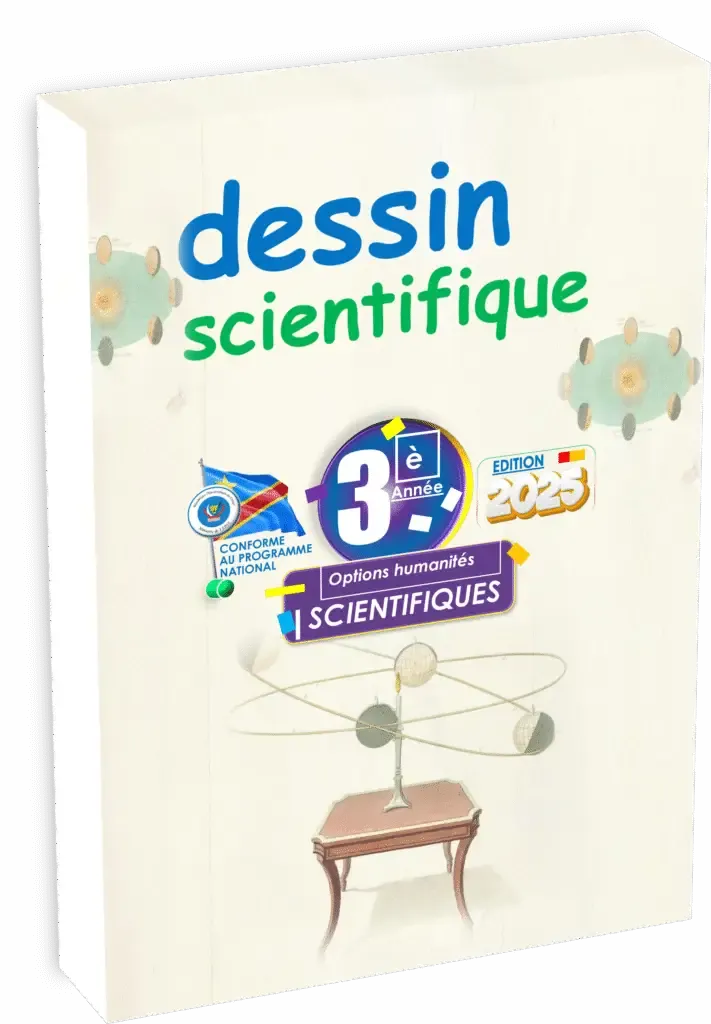 Couverture du manuel de Dessin Scientifique pour la 3ème année des humanités scientifiques en RDC, édition 2025.