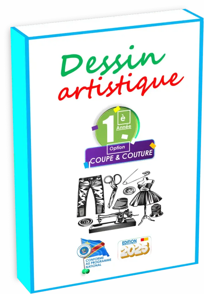 Couverture du manuel de Dessin Artistique pour la 1ère année Coupe et Couture, édition 2025, conforme au programme EPST RDC.