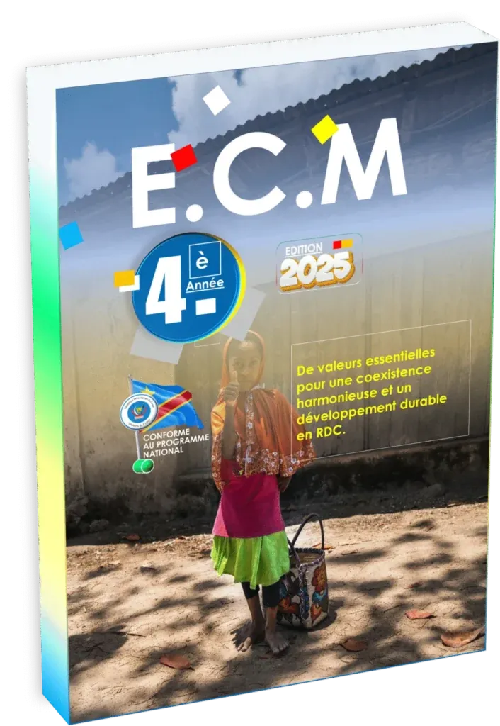 Couverture du manuel d'Éducation Civique et Morale (ECM) pour la 4ème année primaire en RDC.