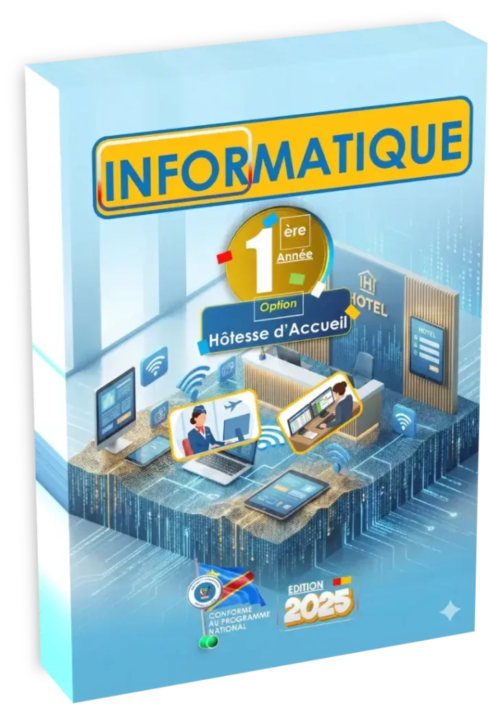 Couverture du manuel d'Informatique 1ère année option Hôtesse d'Accueil RDC