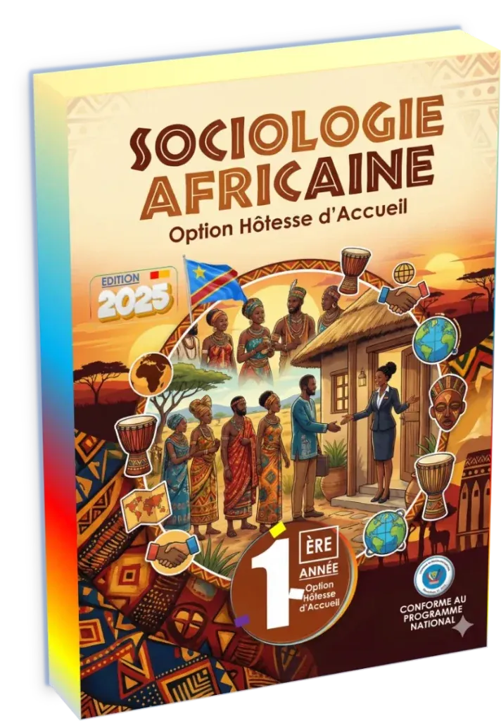 Couverture du manuel de Sociologie Africaine pour la 1ère année de l'option Hôtesse d'Accueil en RDC.