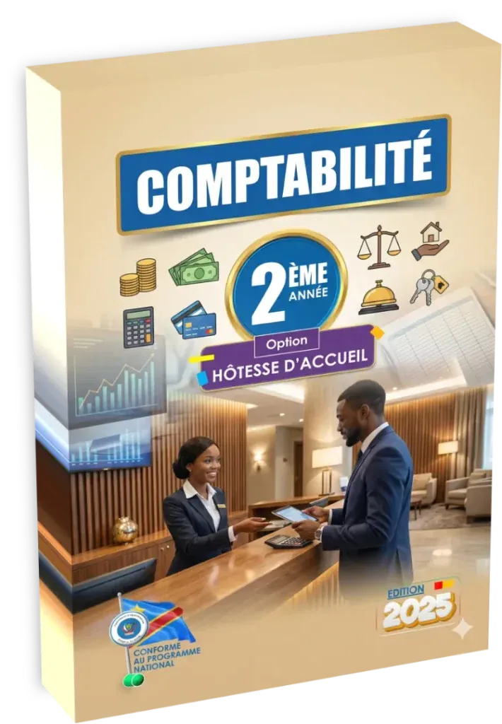 Couverture du manuel de Comptabilité pour la 2ème année, option Hôtesse d'Accueil en RDC.
