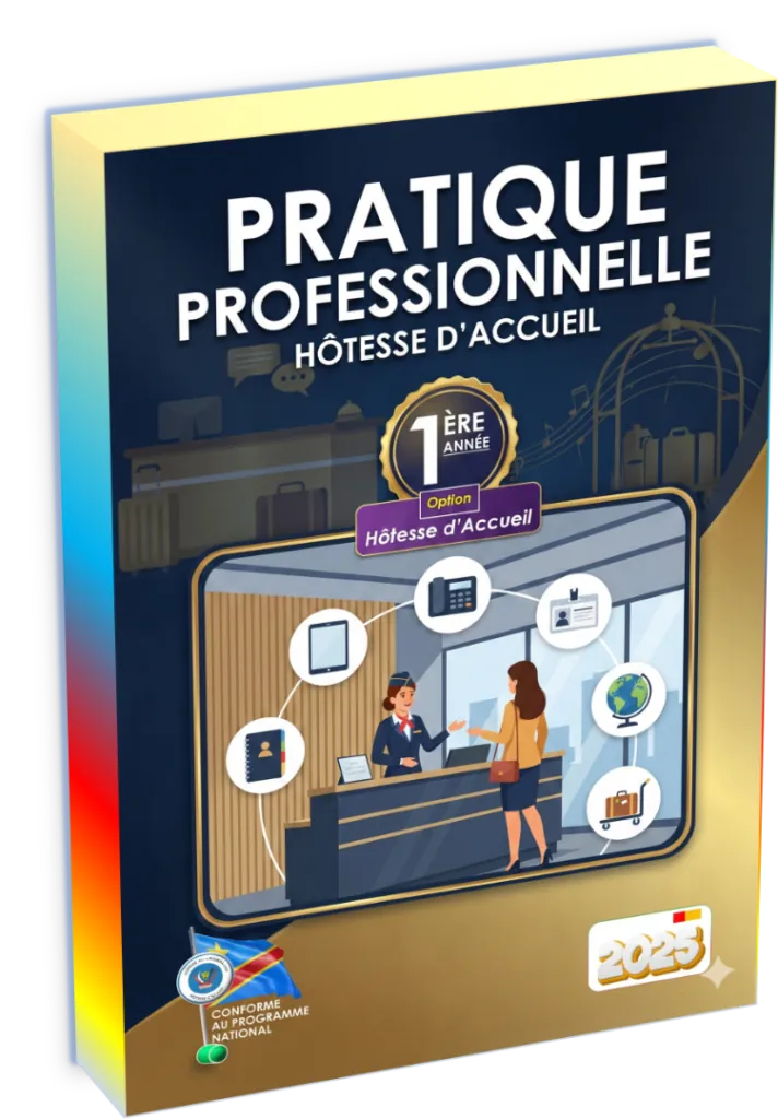 Couverture du manuel de Pratique Professionnelle, 1ère année, option Hôtesse d'Accueil.
