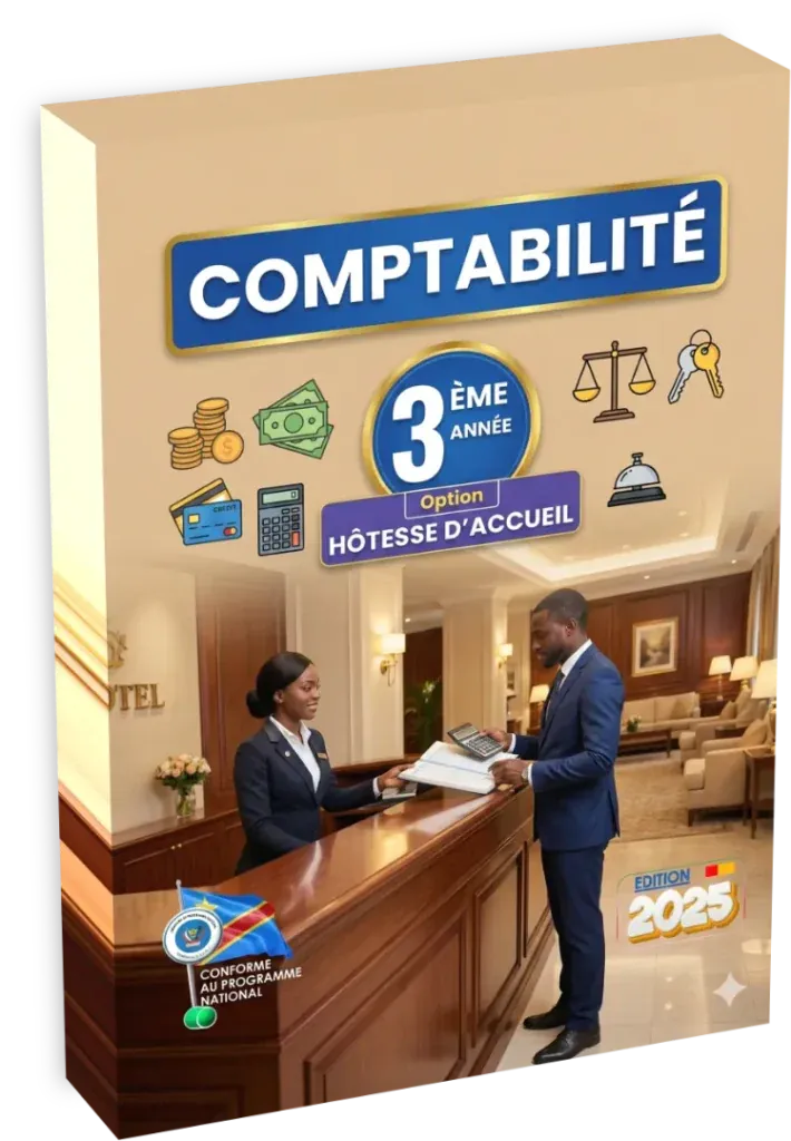 Couverture du manuel de Comptabilité pour la 3ème année, option Hôtesse d'Accueil, programme de la RDC.