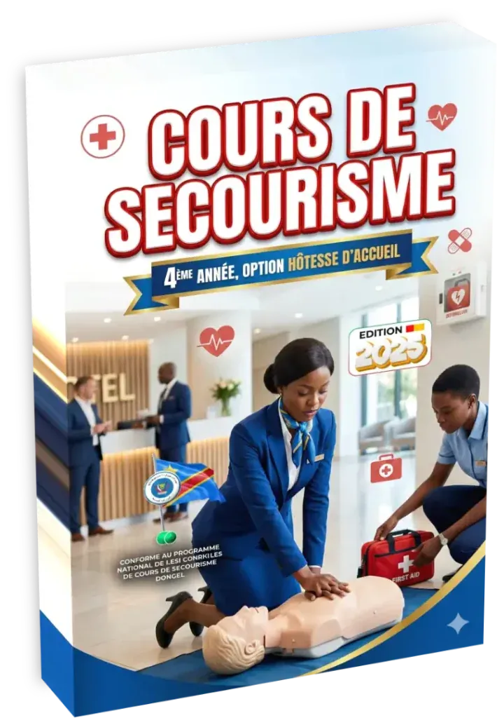 Couverture du manuel de Secourisme pour la 4ème année option Hôtesse d'Accueil en RDC