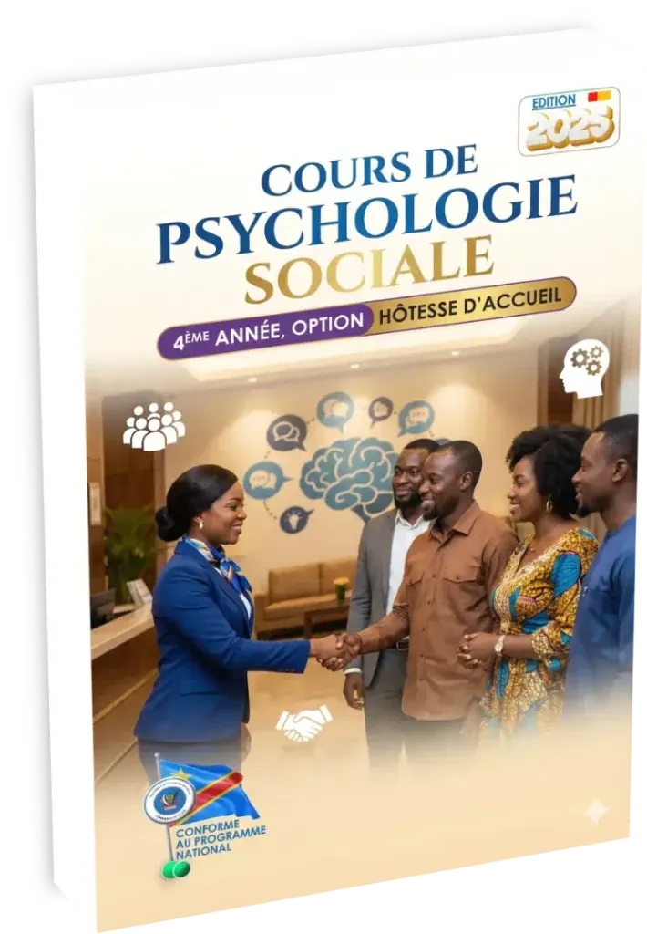 Couverture du manuel de Psychologie Sociale pour la 4ème année, option Hôtesse d'Accueil, programme de la RDC.