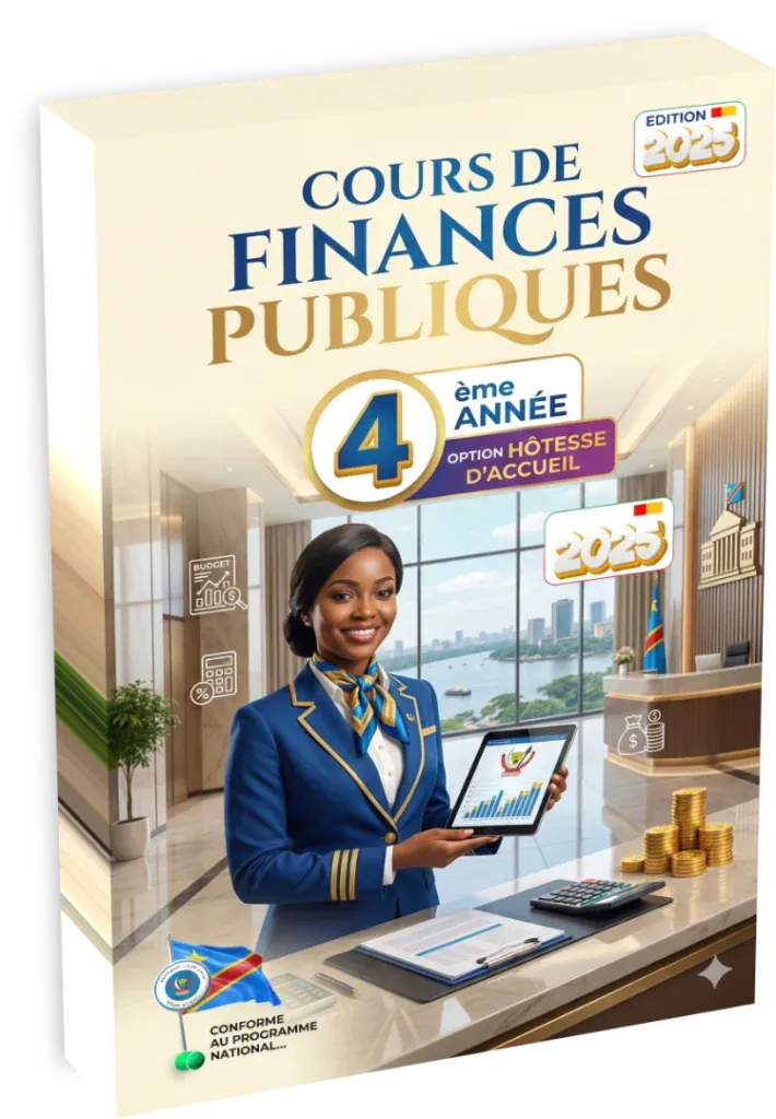 Couverture du manuel de Finances Publiques pour la 4ème année, option Hôtesse d'Accueil en RDC.
