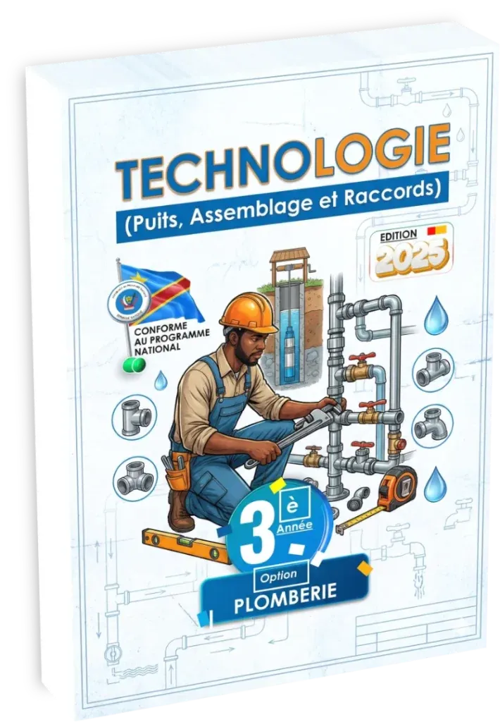 Couverture du manuel de Technologie 3ème année, option Plomberie, pour l'enseignement technique en RDC.