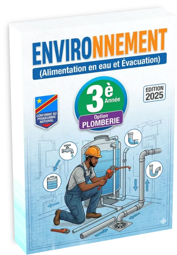 Couverture du manuel scolaire d'Environnement pour la 3ème année, option Plomberie en RDC.