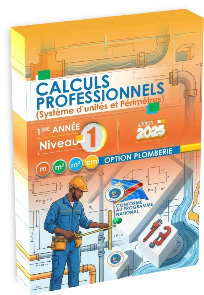 Couverture du manuel de Calculs Professionnels pour la 1ère année en plomberie, enseignement technique en RDC.