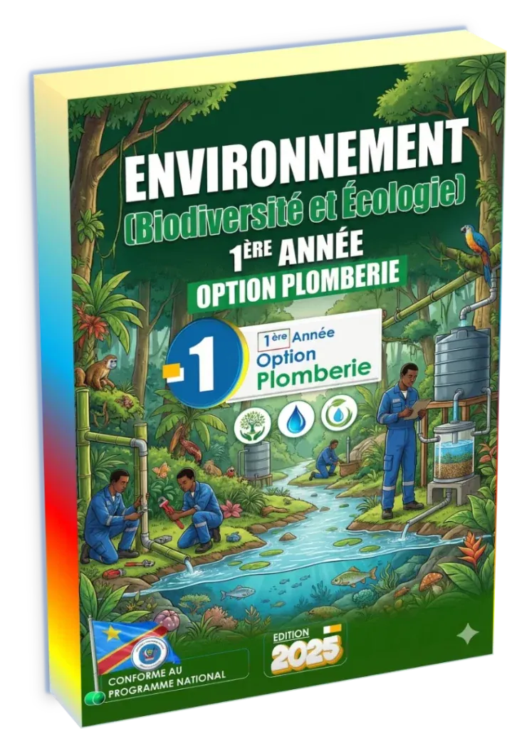 Couverture du manuel d'Environnement pour la 1ère année de l'option Plomberie en RDC.