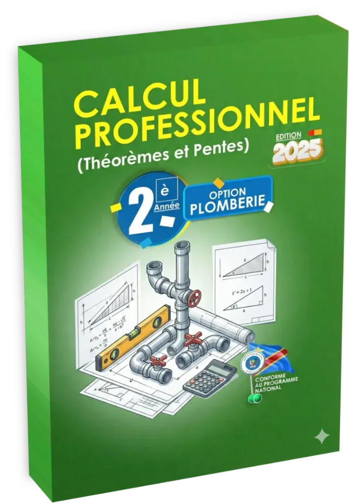 Couverture du manuel de Calculs Professionnels pour la 2ème année en plomberie, enseignement technique en RDC.