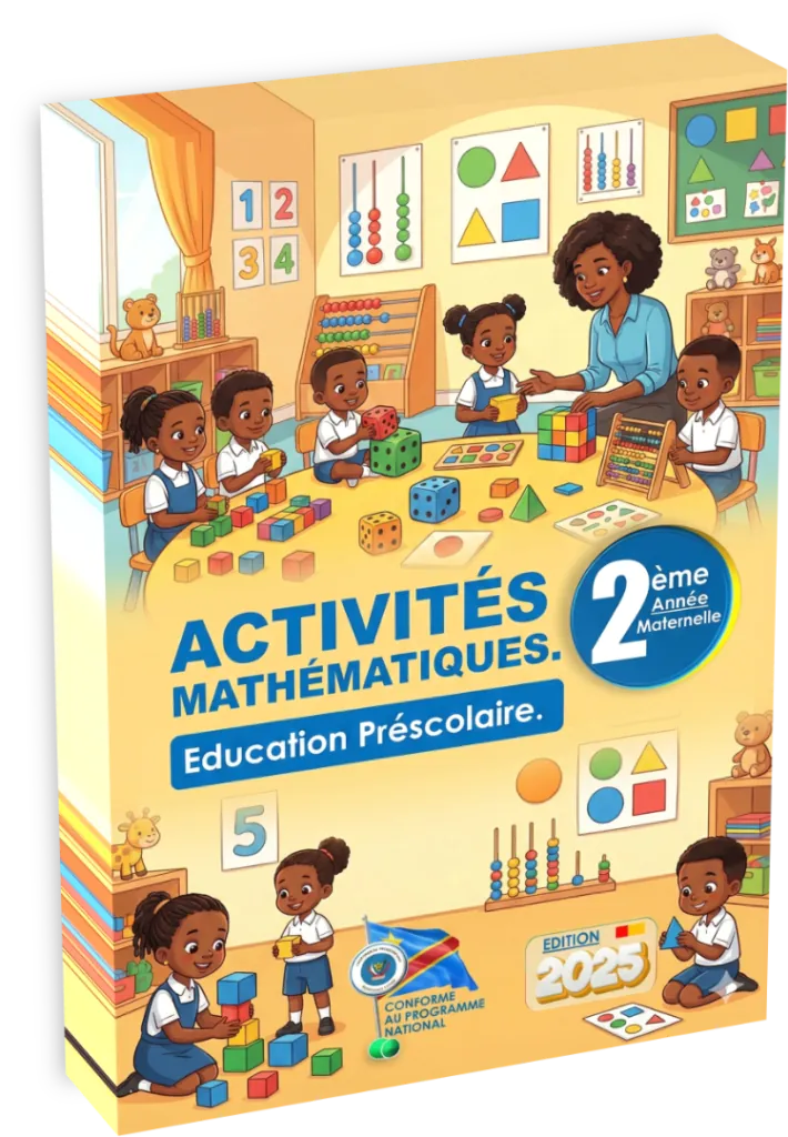 Couverture du manuel scolaire 'Activités Mathématiques' pour la 2ème année de maternelle en RDC.