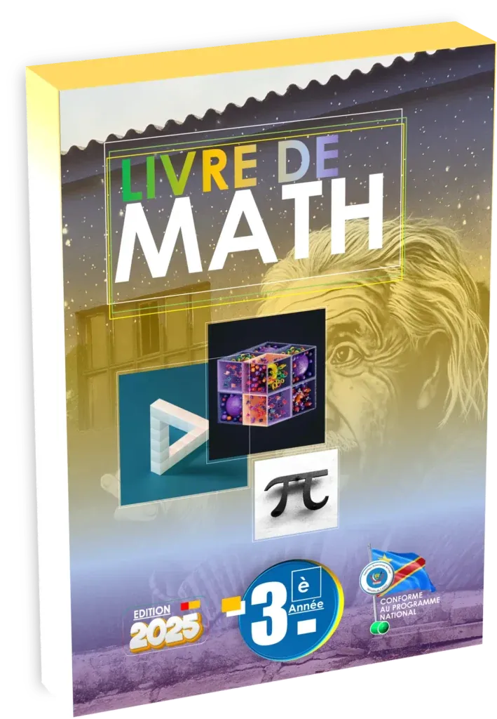 Couverture du manuel scolaire de Mathématiques pour la classe de 3ème, programme national de la RDC.