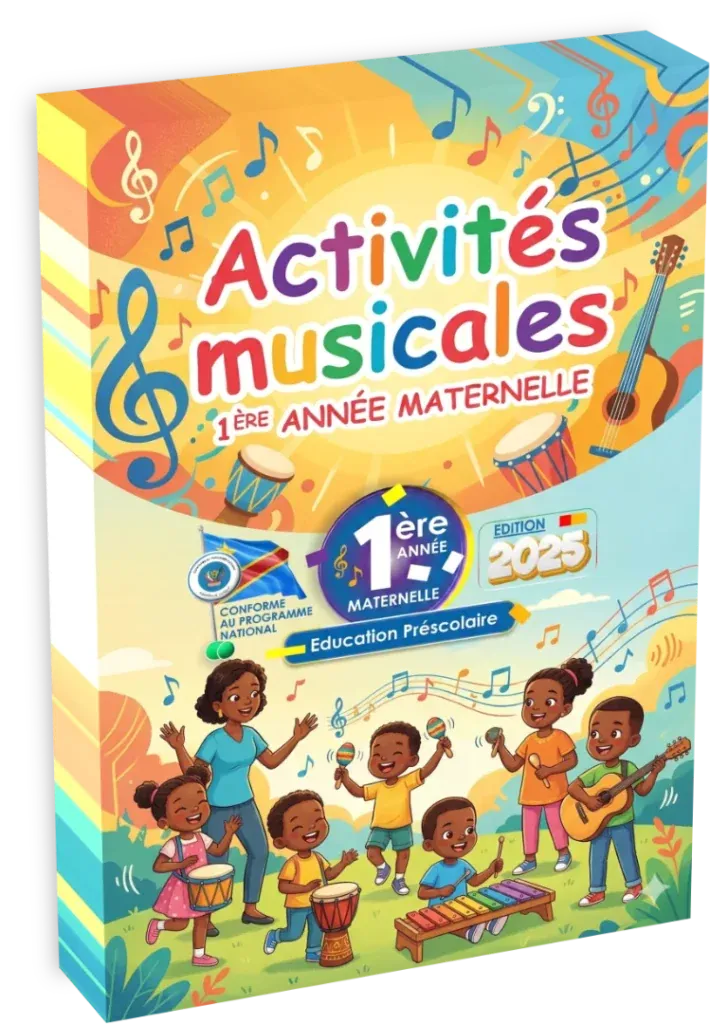 Couverture du manuel d'activités musicales pour la 1ère année de maternelle en RDC.