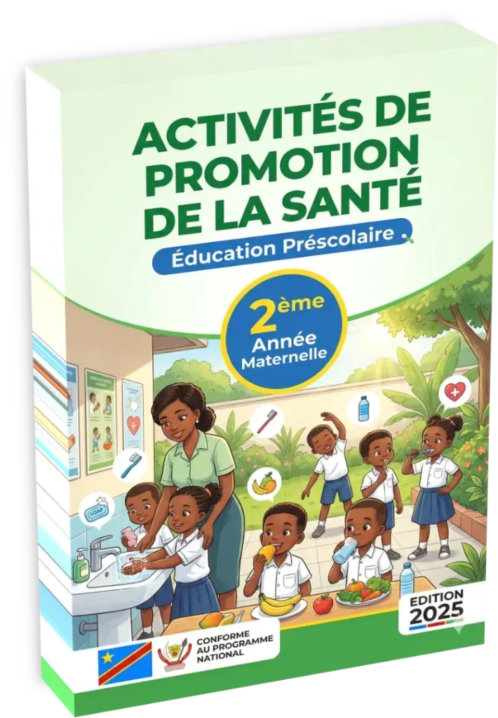 Couverture du manuel scolaire 'Activités de Promotion de la Santé' pour la 2ème année maternelle en RDC.