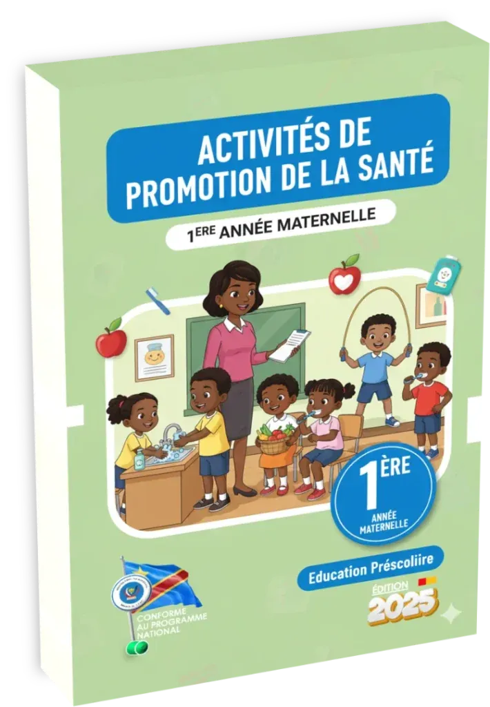 Couverture du manuel 'Activités de Promotion de la Santé' pour la 1ère année maternelle en RDC.