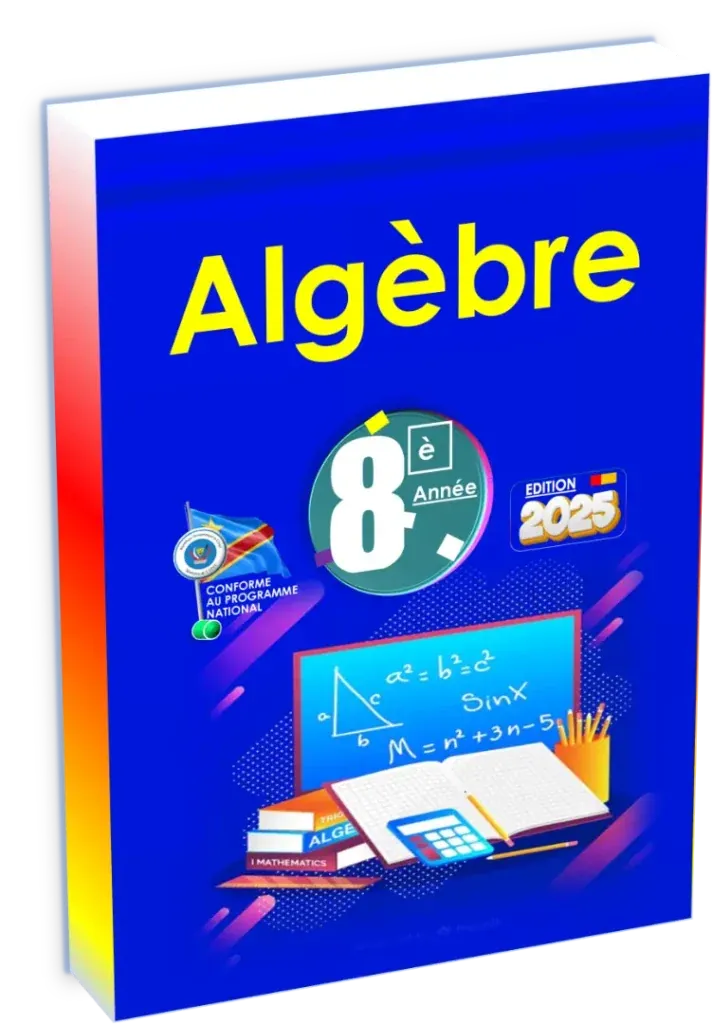 Couverture du manuel de Géométrie pour la 8ème année de base en RDC, programme 2025.