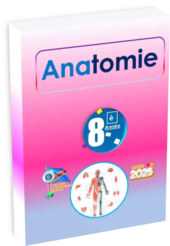 Couverture du manuel scolaire d'Anatomie pour la 8ème année, programme de la RDC, édition 2025.